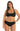 Bikini Balconcino Ferretto E Slip fianco alto REVERSIBILE STAMPA Safari E TINTA UNITA NERO Curvy Pin-Up Stars