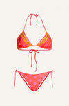 BIKINI TRIANGOLO IMBOTTITO SLIP BRASILIANA RICAMO PASSAMANERIA POIS POISSON D'AMOUR