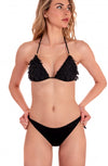 BIKINI TRIANGOLO IMBOTTITO SLIP REGOLARE FIOCCHI FOGLIE LASER TINTA UNITA PIN-UP STARS