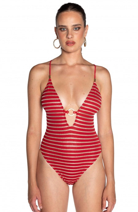 Costume da Bagno Intero ROSSO Marina Gold Pin-Up Stars