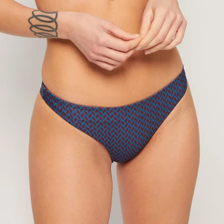 BIKINI TRIANGOLO VELA SLIP CHIUSO ETNICO REVERSIBILE BLU Mi.Ma