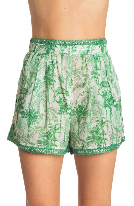 SHORTS CON RICAMO PASSAMANERIA STAMPA KENZIA TROPICAL POISSON D