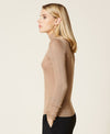 Maglia lupetto a costine con impunture Twinset