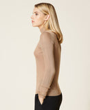 Maglia lupetto a costine con impunture Twinset