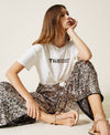 T-shirt con logo in paillettes Twinset