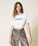 T-shirt con logo in paillettes Twinset