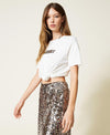 T-shirt con logo in paillettes Twinset