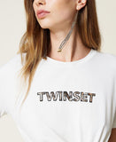 T-shirt con logo in paillettes Twinset