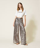 T-shirt con logo in paillettes Twinset