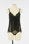 Body in pizzo e tulle con frange Twinset