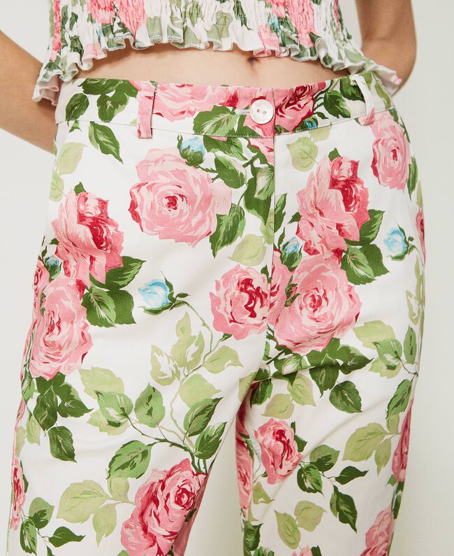Pantaloni Capri con stampa Rose Twinset