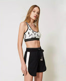 Top sportivo con stampa e pizzo Twinset