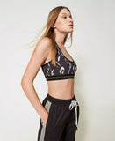 Top sportivo con stampa e pizzo Twinset