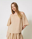 Blusa off-shoulder in ramiè Twinset