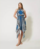 Abito asimmetrico con stampa foulard Twinset
