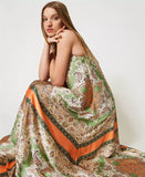 Abito lungo in raso con stampa foulard Twinset