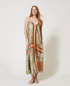Abito lungo in raso con stampa foulard Twinset