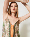 Abito lungo in raso con stampa foulard Twinset