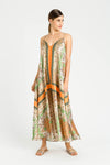 Abito lungo in raso con stampa foulard Twinset