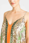 Abito lungo in raso con stampa foulard Twinset