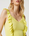 Top fitted con balze arricciate Twinset