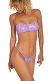 Bikini Fascia Imbottita Slip Con Coulisse Lamina Pois Poisson D'Amour