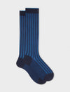 Calze lunghe uomo cotone blu vanisé a coste larghe Gallo