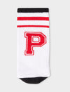 Calza corta unisex spugna lettera "P" Gallo