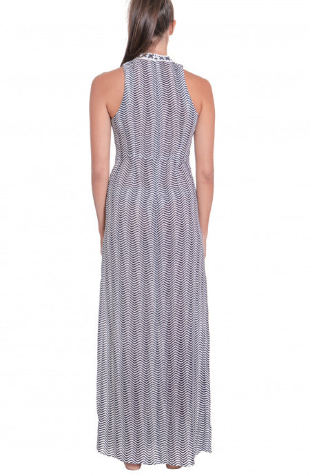 Long Dress Con Spacchi Stampa Patch Pin-Up Stars