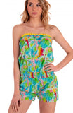 Tutina Off Shoulders In Cotone Stampa Happy Tropical Poisson D'Amour